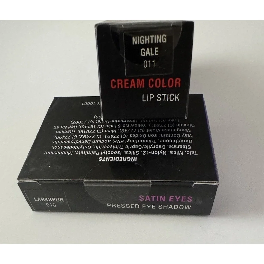 Lisi Cosmetics Lipstick 011 Nightingale + Satin Eyes Shadow 010 Larkspur NIB